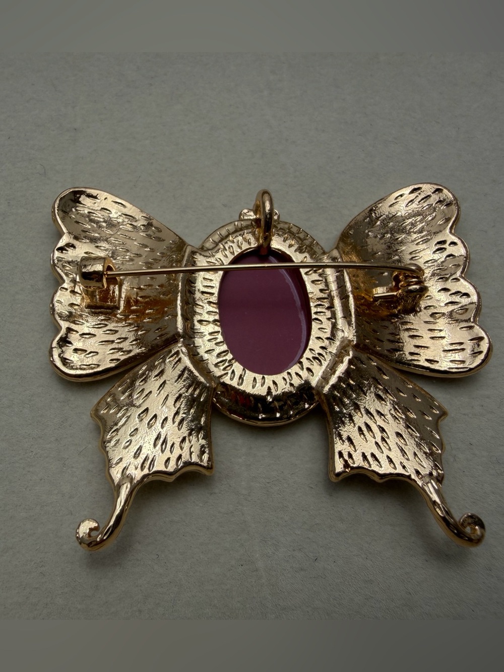 Purple Butterfly Cameo Brooch with Crystal Accents - Picture 4 of 5
